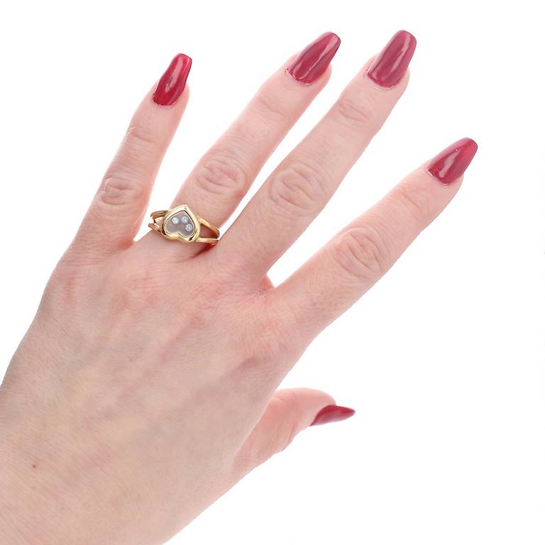Bague Chopard Happy Diamonds Cœur Or Rouge 18 Carats - 3 Diamants Mobiles - Taille 59