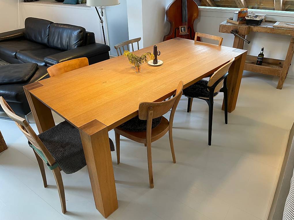 Table De Salle à Manger En Chêne Massif Avec 2 Rallonges - 160 X 96 Cm