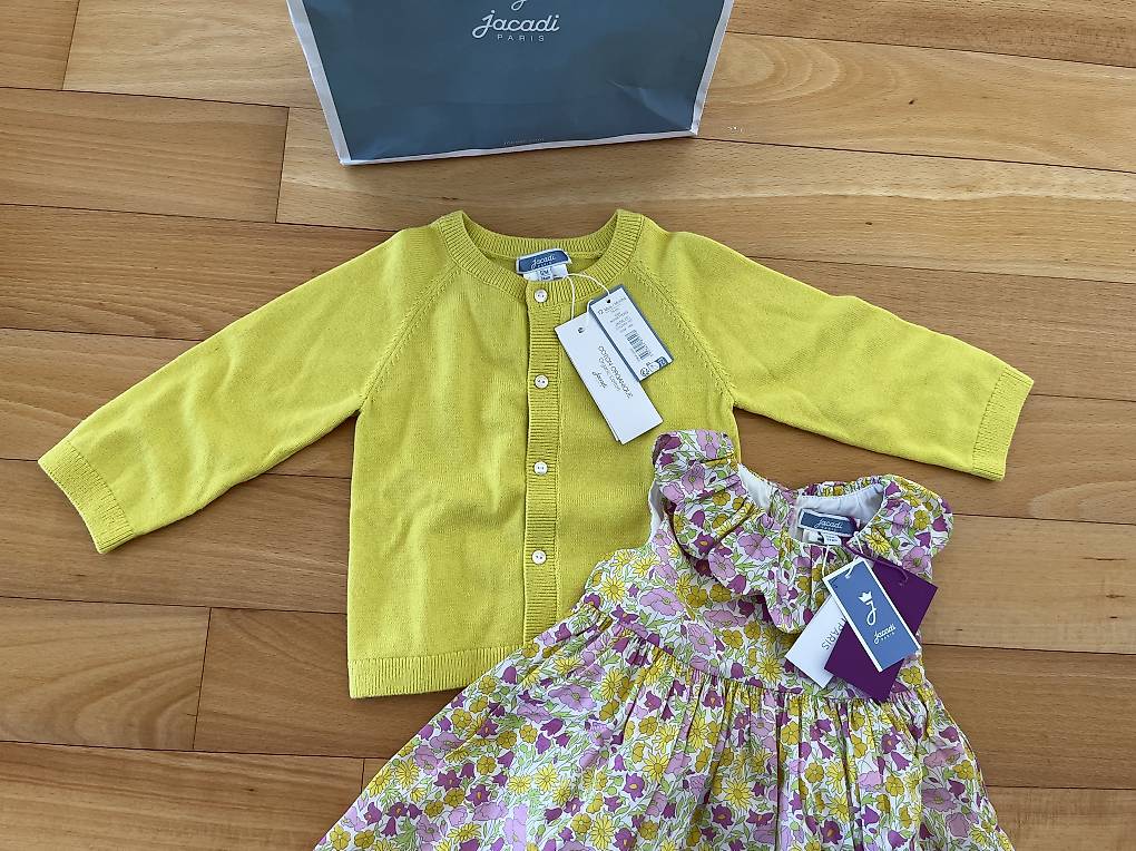 Robe Bébé Fille Jacadi Rose à Fleurs - Taille 12 Mois - Occasion Très Bon état