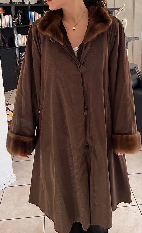 Veste Vintage En Vison Véritable Marron - Taille 38 - Mi-longue - Très Bon état