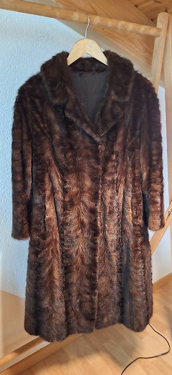 Manteau En Vison Taille 38/40 - Marron - Doublure Soie - Capuche - Neuf Sans étiquettes