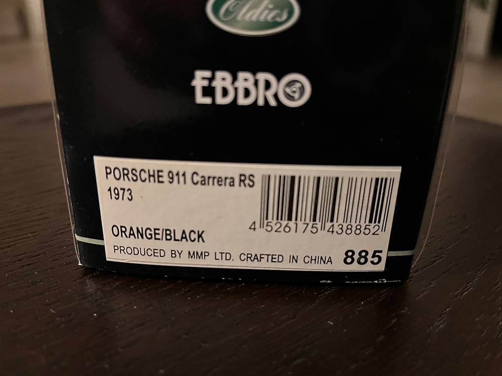 EBBRO 1/43 – Porsche 911 Carrera RS 1973 – Orange – Modèle Réduit Métal – Neuve Sous Boîte