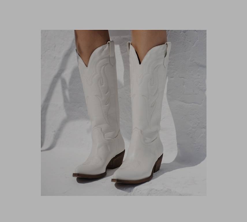 White Santiag Blanche Femme Cuir Noir Santiag Botte Cowboy Blanche