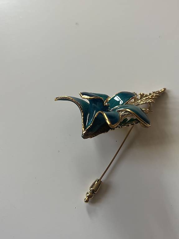 Broche Orchidée Plaquée Or Vintage - Bijou De Créateur Occasion