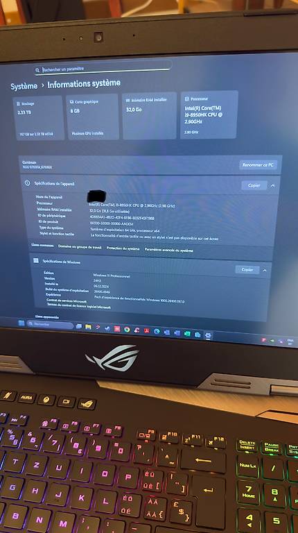 Barrette Mémoire Asus 16Go DDR4 (2400 MHz) Pour PC Portable G703GX ROG - Garantie à Vie