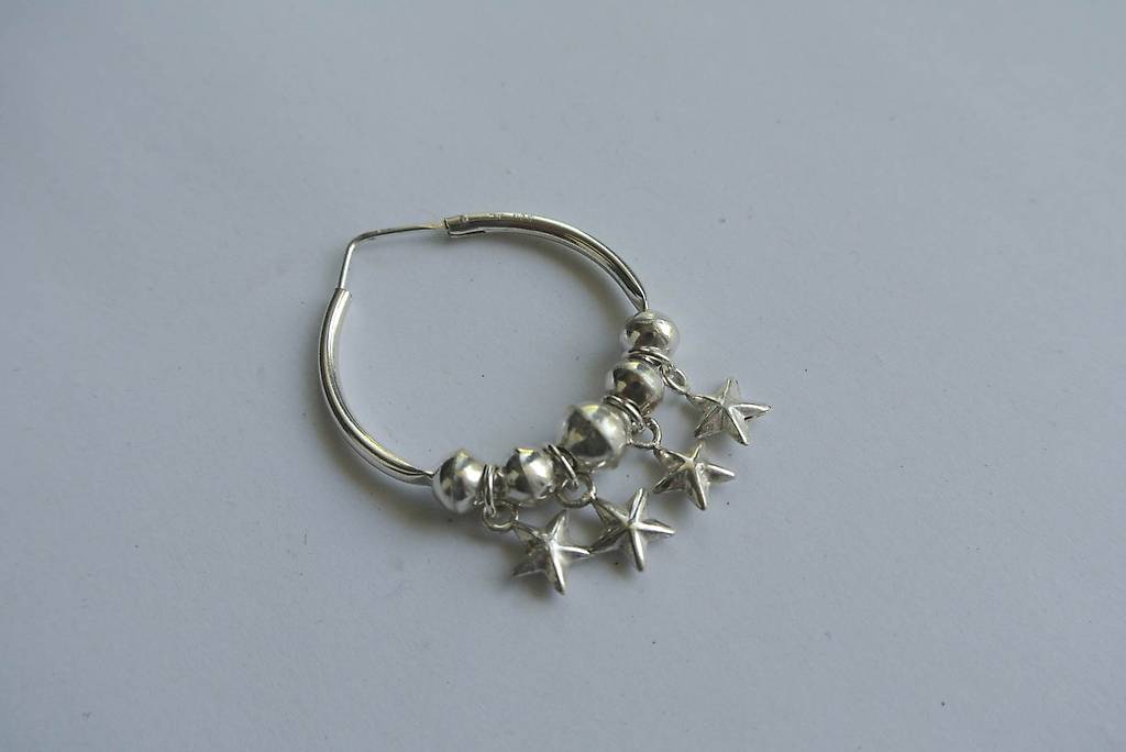 Boucles D'oreilles Créoles Dolly-Bijoux - Argent Massif 925 Rhodié - Lapidées 30 Mm - Neuf Avec étiquettes