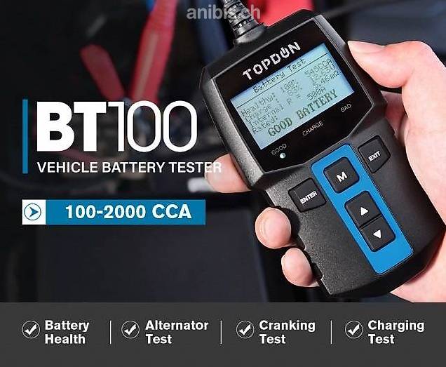 TOPDON BT100 Testeur de batterie pour voiture Test de batterie pour voiture  12V