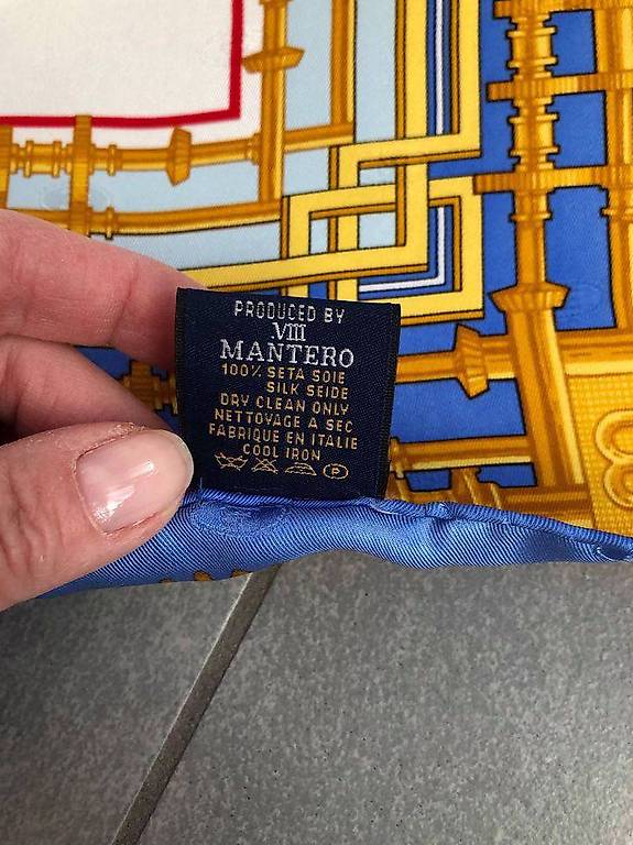Foulard ETTORE BUGATTI By Mantero – Soie Vintage, Vert/jaune/marron – Occasion