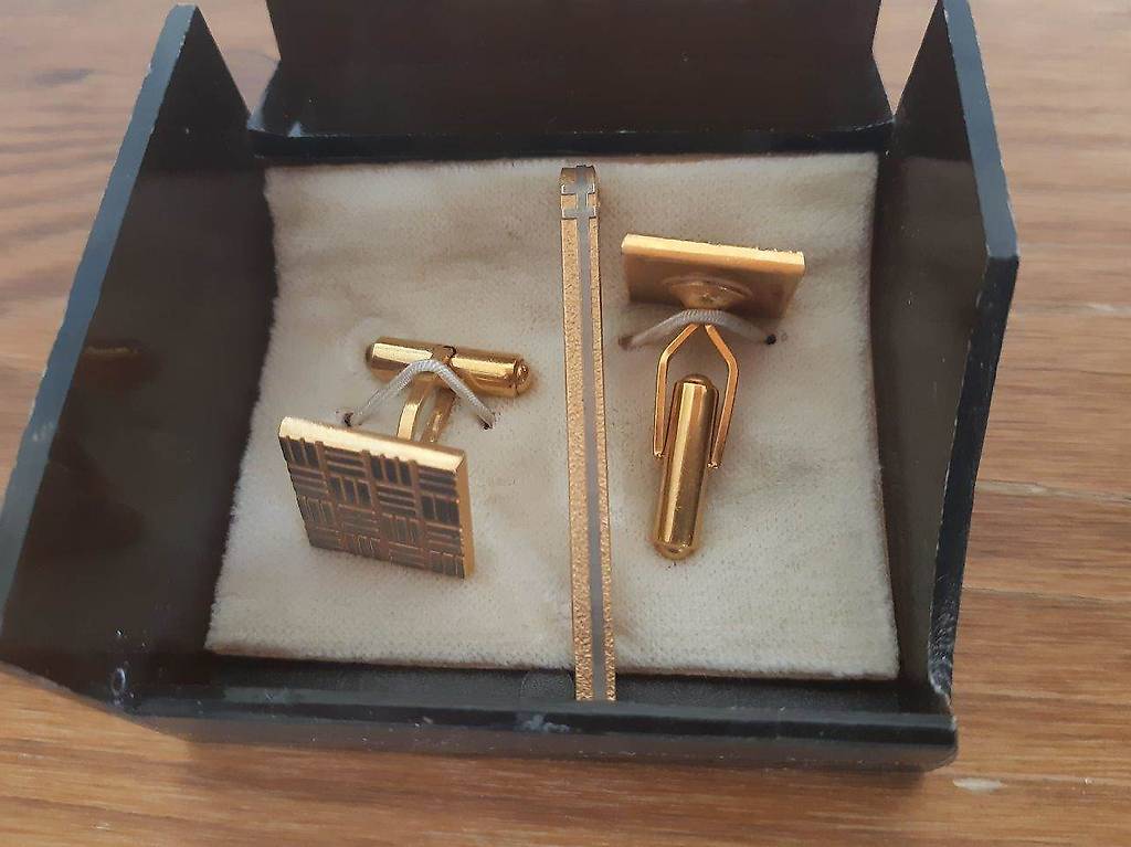Bouton de manchette et pince à cravate vintage en argent | Kaufen auf