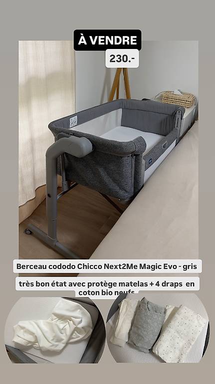 Berceau cododo Chicco Next2Me Magic Evo gris Canton Vaud