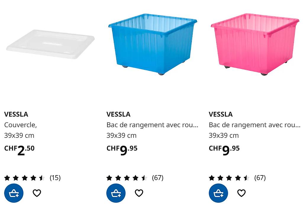 VESSLA Bac de rangement avec roulettes, bleu, 39x39 cm - IKEA