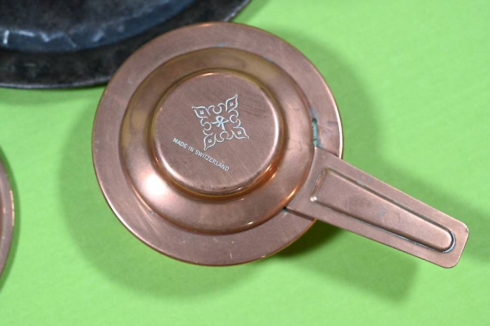 VINTAGE Ancien réchaud / Appareil à fondue en cuivre Stockli Netstal Swiss Made - Label Emmaüs