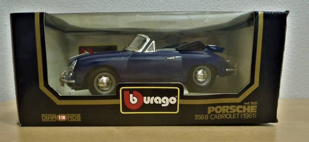 BURAGO PORSCHE 356B CABRIOLET 1961 1/18 # outlet 3051 BLUE