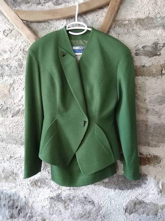 Ensemble Vintage Thierry Mugler - Veste Active Et Jupe - Taille 36, Vert - Neuf Sans étiquettes