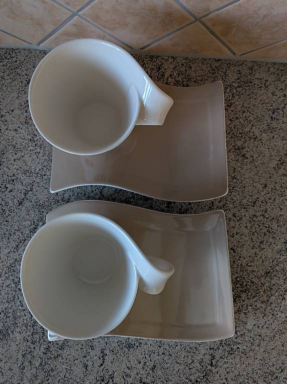 Tasse Café Lait + Soucoupe Villeroy & Boch New Wave Café - Porcelaine Premium - Neuf