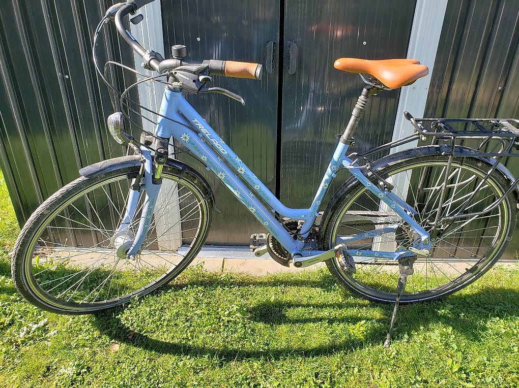 Velo de ville Trelago Femme 28 pouces Bleu et Fleurs Canton Vaud anibis .ch