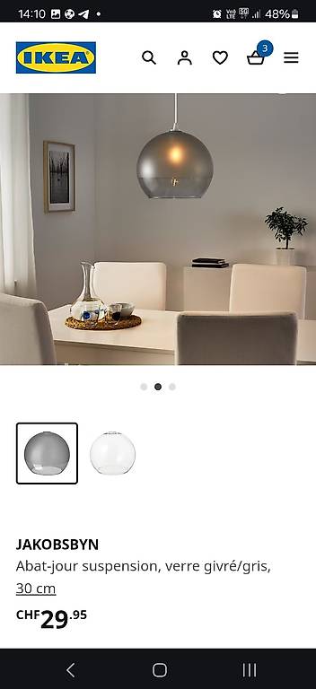 JAKOBSBYN Abat-jour suspension, verre givré, 30 cm - IKEA