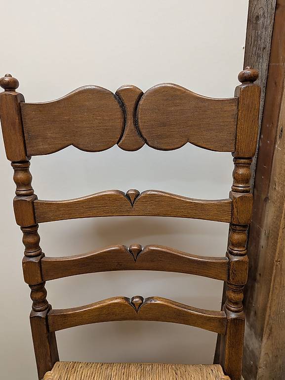 Lot De 6 Chaises De Salle à Manger Art Déco - Bois Massif Bleu - Velours Côtelé - Rénovées
