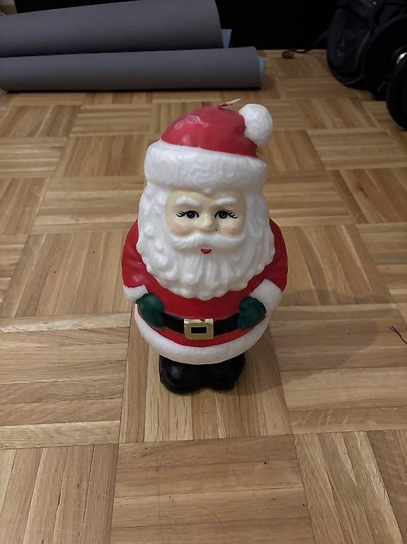 Père Noël Vintage Résine Et Papier Mâché Avec Sac Et Canne - 10,75 Pouces - Chine