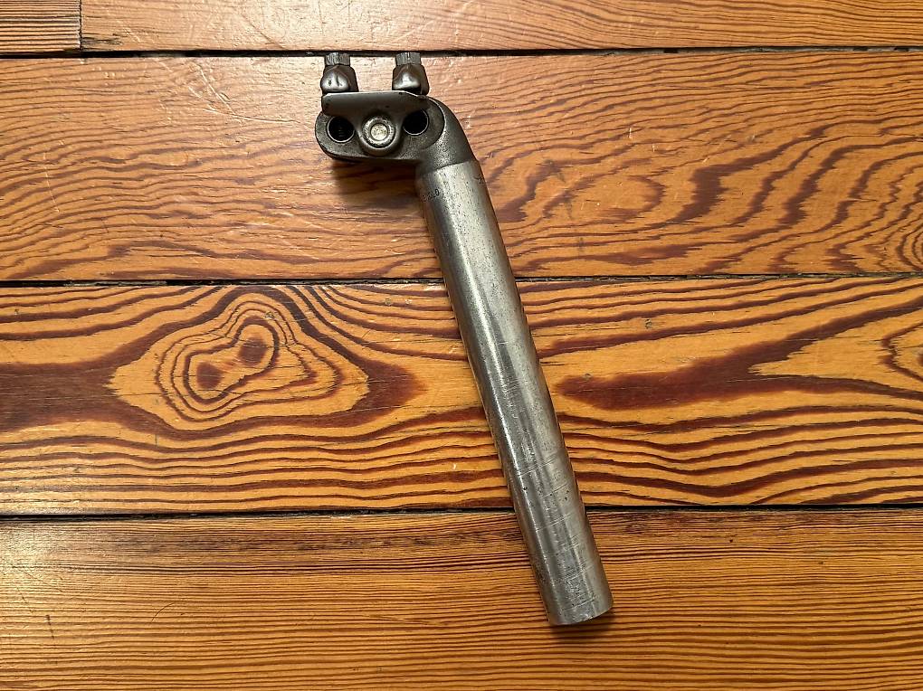 Tige De Selle Campagnolo Record 27,2 Mm Vintage, Cannelée, Inlay Bleu, Italie