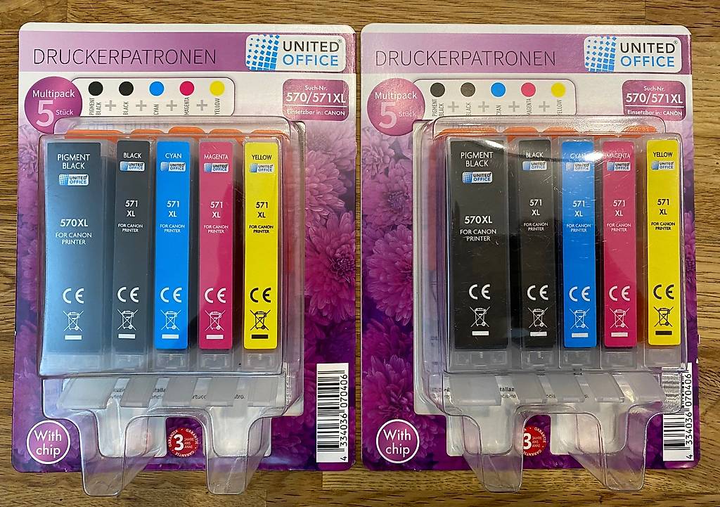 Cartouches D'encre Compatibles Canon C-571 - Lot De 6 (Cyan, Magenta, Jaune), 12ml, Pour PIXMA MG6800, TS6050, Etc.