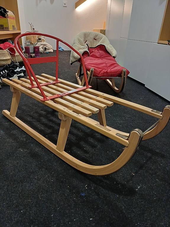 Luge Gonflable Luge Davoser En Bois Pour Enfants Avec Dossier Et Siège Pour L'hiver - Avec Ceinture De Sécurité, Dossier Et Chancelière D'hiver (matelas Naturel/marron Luges Gonflables