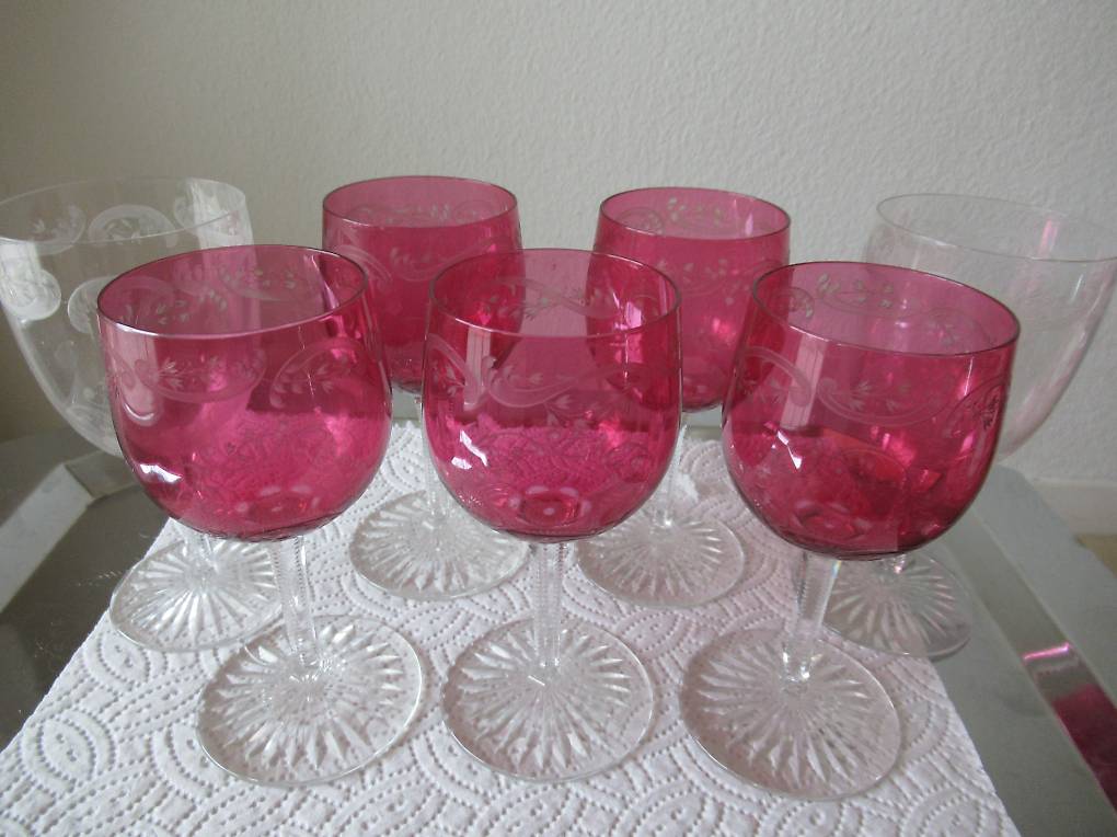 Lot De 4 Verres Anciens Gründerzeit Vers 1880 - Peinture émaillée Blanche - Collection Vintage