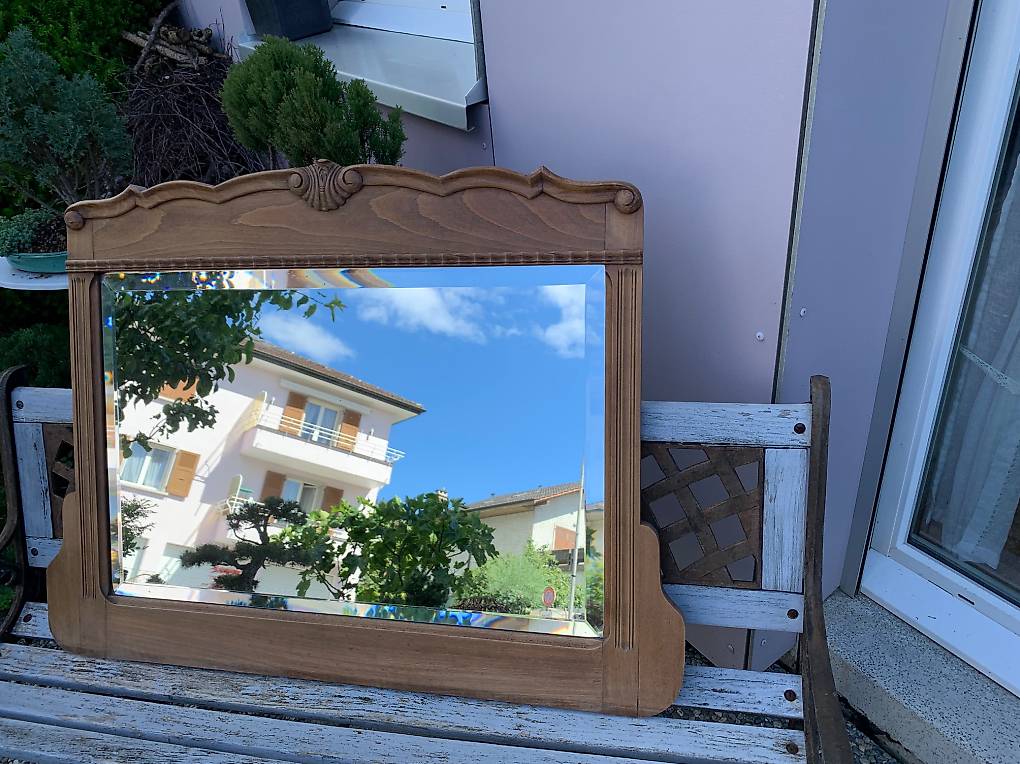 Miroir De Coiffeuse Ancien Atsonea – Cadre Métal Forgé Motif Fleurs – Autoportant