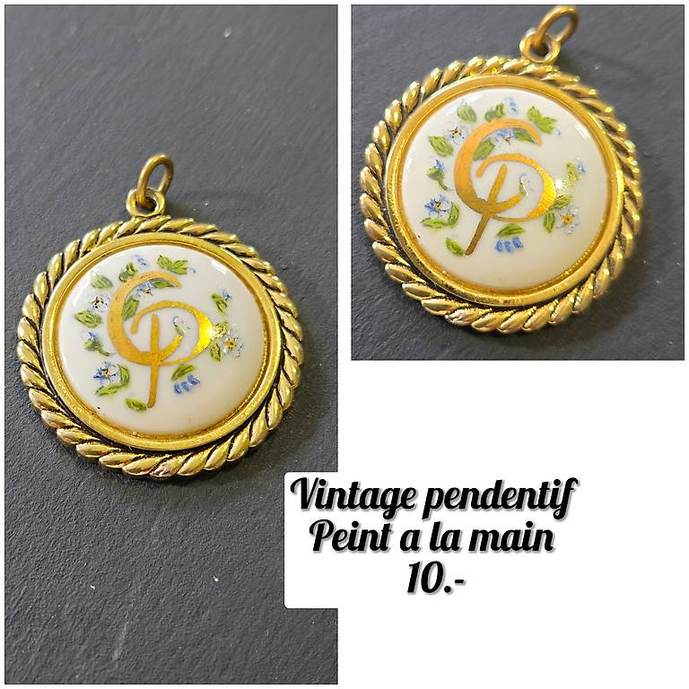 Pendentif Ancien Verre De Murano Signé - Rectangle, Couleurs Noir Argenté Rose Cuivré