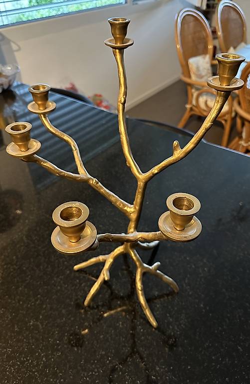 BOUGEOIR 5 BRANCHES DORE - Loc'inspire