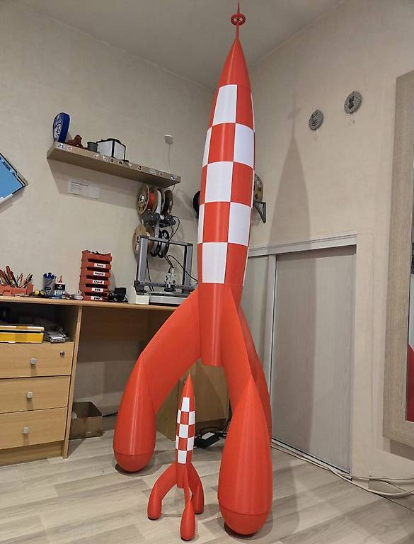Grande Fusée De Tintin Bleue 1 Mètre – Objet De Collection