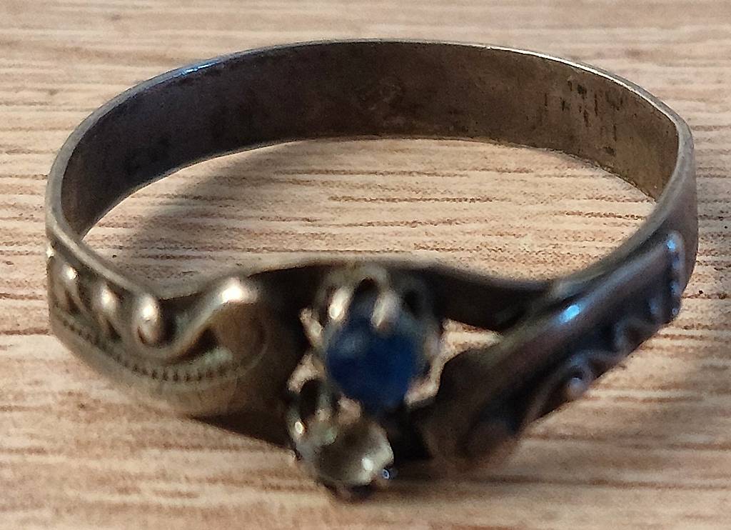 Bague Ancienne Vintage En Argent Plaqué - Pierre Cristal Violet - Bijou Occasion Charmant