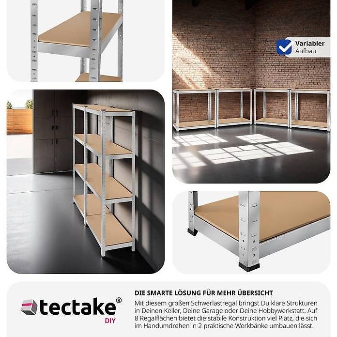 Étagère charge lourde metallique 5 tablettes - 170x75x30cm - Charge max. 875 kg - Galvanisé