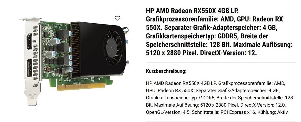 Gaming HP AMD Radeon RX550X 4GB LP Canton Soleure - anibis.ch