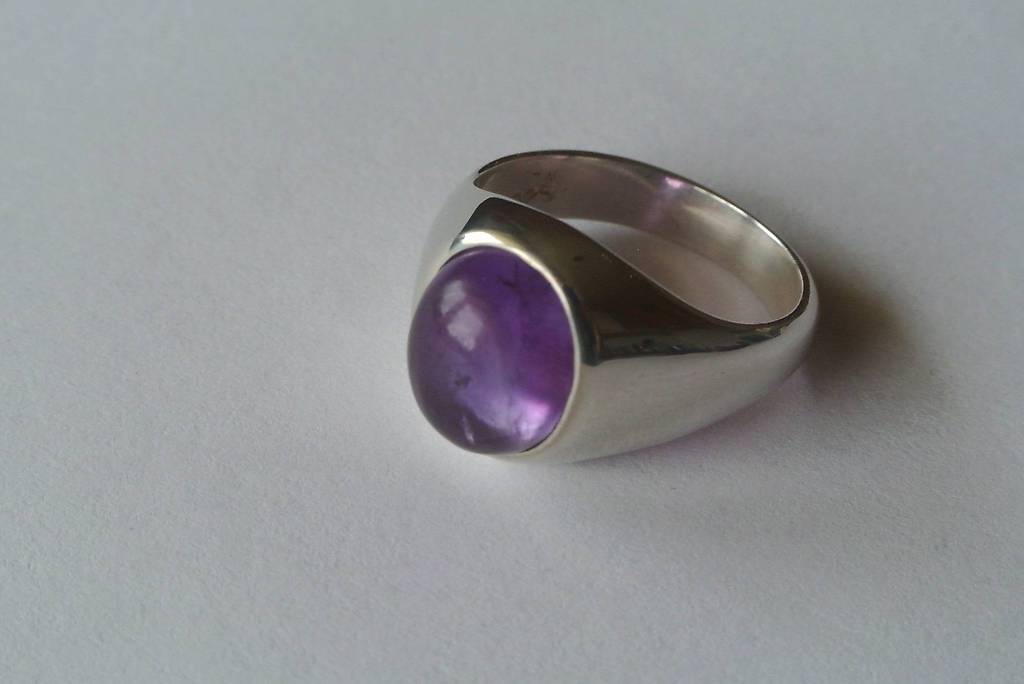 Bague En Argent Massif 925 Avec Améthyste Biseautée - Taille 58, 20x17x8 Mm, Neuf Avec étiquettes
