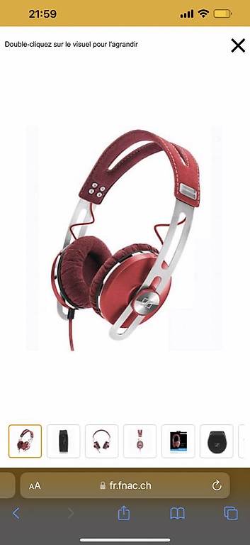 Casque avec fil Sennheiser Momentum on ear rouge Canton Genève anibis ch