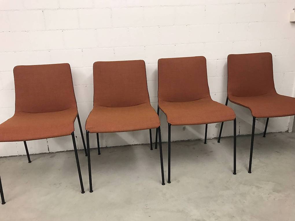 FurnitureR Gastronomie Stuhl Set 4er - Braun Velours Für Café & Bistro