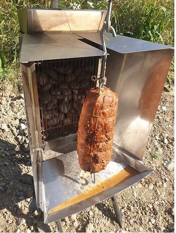 Support Vertical à Brochettes En Inox – Machine à Kebab Avec 3 Pointes Et Plaque De Récupération