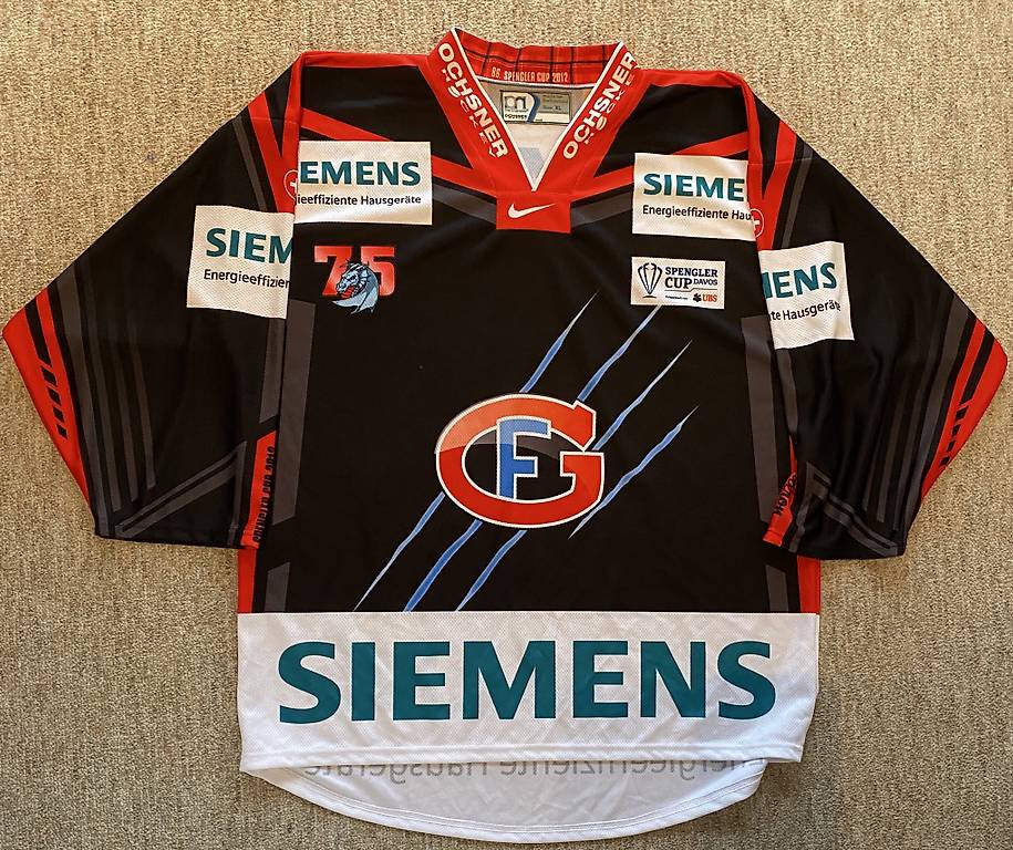 Maillot Hockey HC Fribourg Gotteron Vintage #25 Collenberg - Porté En Match, Taille XL