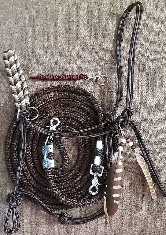 Corde De Plomb Pour Cheval - Cuir Marron Avec Chaînette - Occasion