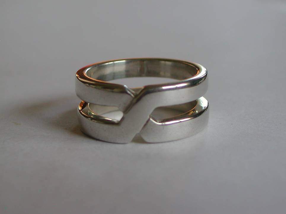 Bague Argent 925 Vintage Style Moderniste – Motif Croisé – Taille 56 – Occasion