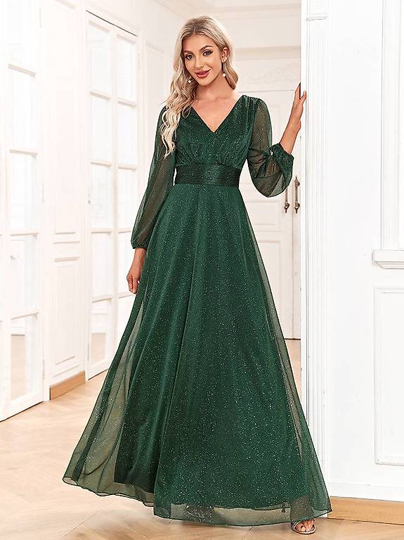 Robe soirée 2025 vert bouteille