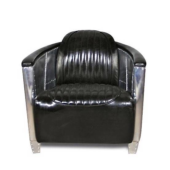 Fauteuil Club Aviateur En Cuir Marron – Style Art Déco, Vintage, Neuf, Palazzo INT