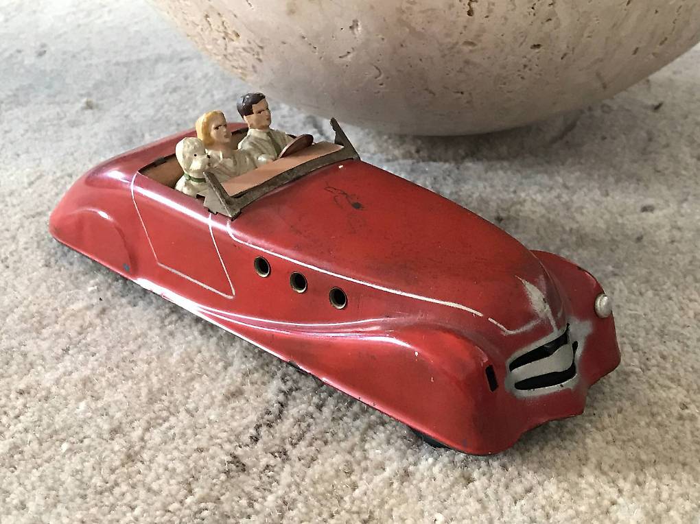 Jouet Ancien Voiture Cabriolet En Tôle – Tin Toy Rare (Occasion)