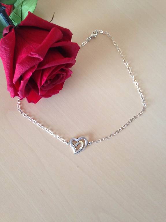 Collier Pendentif 4 Cœurs Cristaux – Argent Sterling 925 – Longueur 17,5 Pouces – Neuf