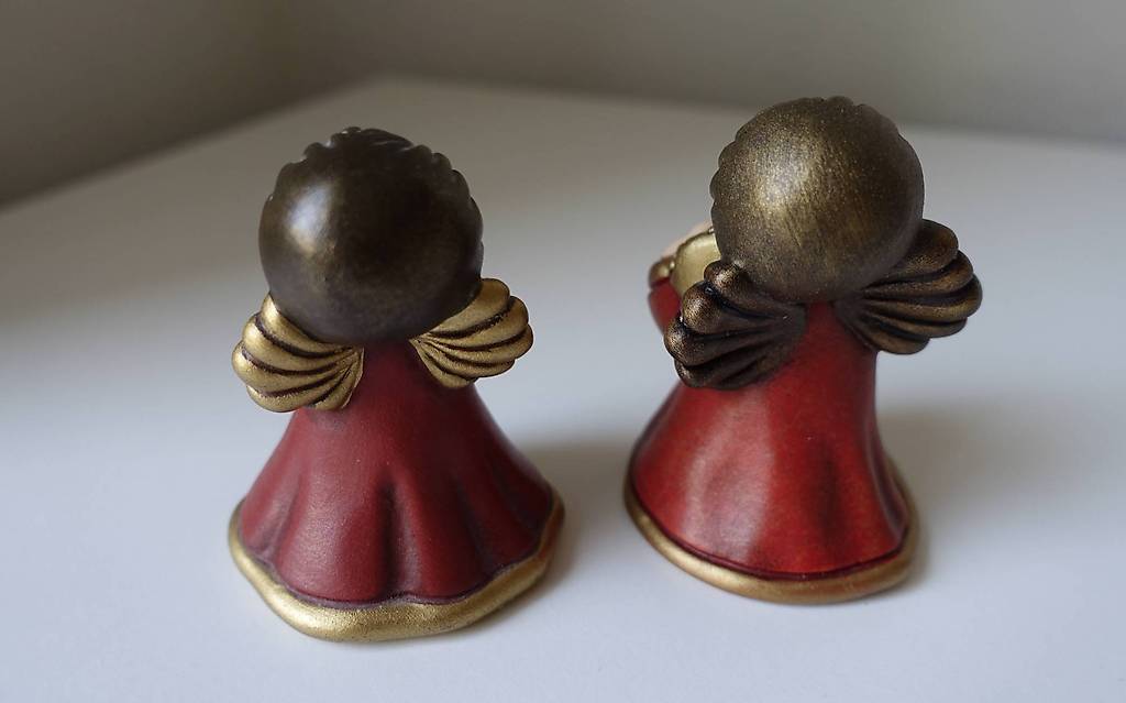 Lot De 2 Anges En Biscuit De Céramique - 8 Cm, Tenant Le Soleil - Prêts à Peindre - Neuf