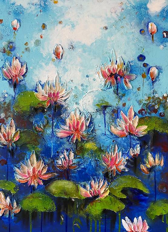 Peinture D'art Tableaux Original on Canvas Lotus Canton Genève - anibis.ch