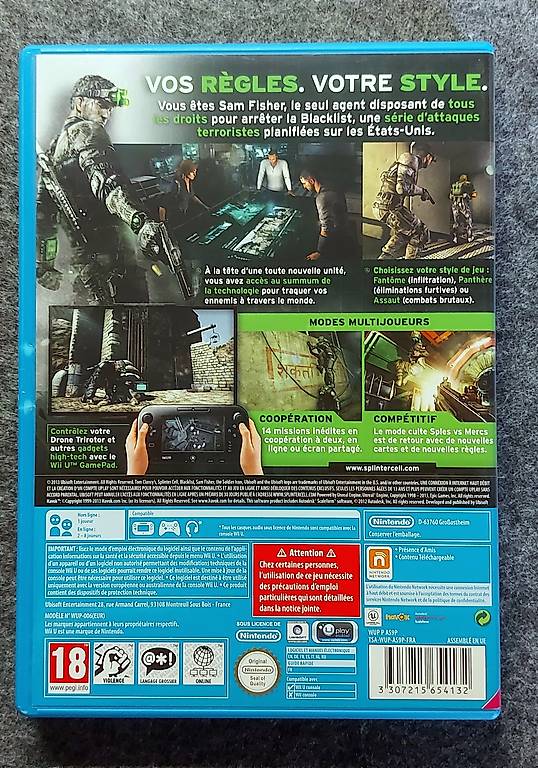 Jeu Wii U - Tom Clancy's Splinter Cell Blacklist VF Complet - Bon état - Édition Collector