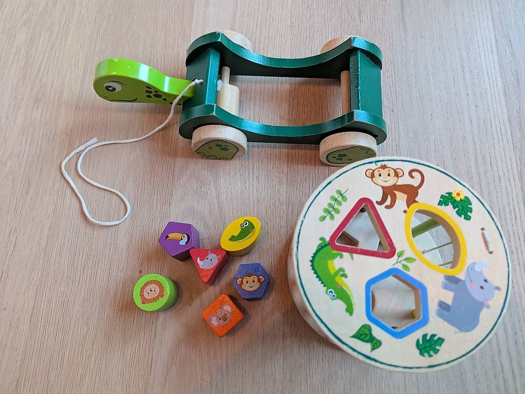 Jouets à tirer pour bébé en bois d'hévéa - SURENHAP - Tambour battant - Coordination et