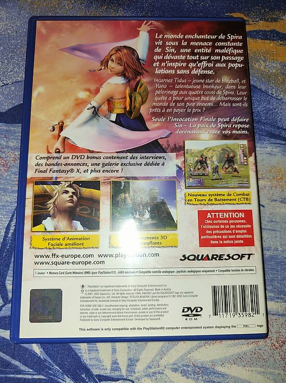 Final Fantasy X Complet Boîte Notice Dvd Bonus Ps2 Pal Français Cib Ovp